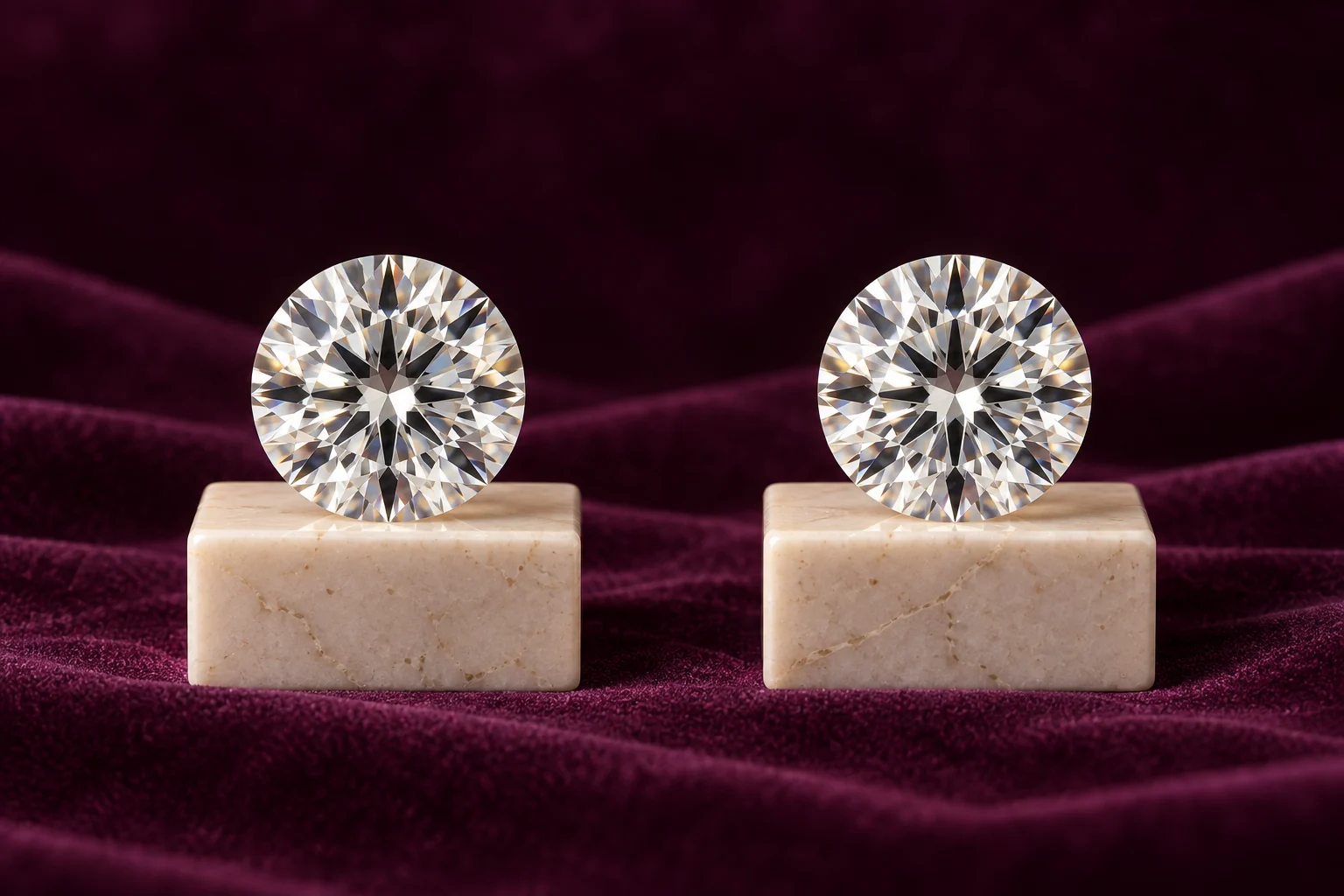 Editorial visualization of two diamonds side by side